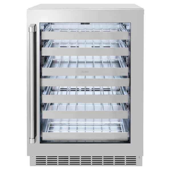 ZLINE Kitchen and Bath Touchstone 24 in. Dual Zone 44-Bottle Wine Cooler with Glass Door in Stainless Steel