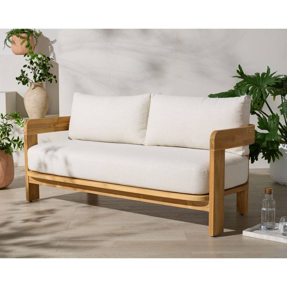 Achilles Wood Outdoor Couch with White Cushions price history on PriceWatchPro