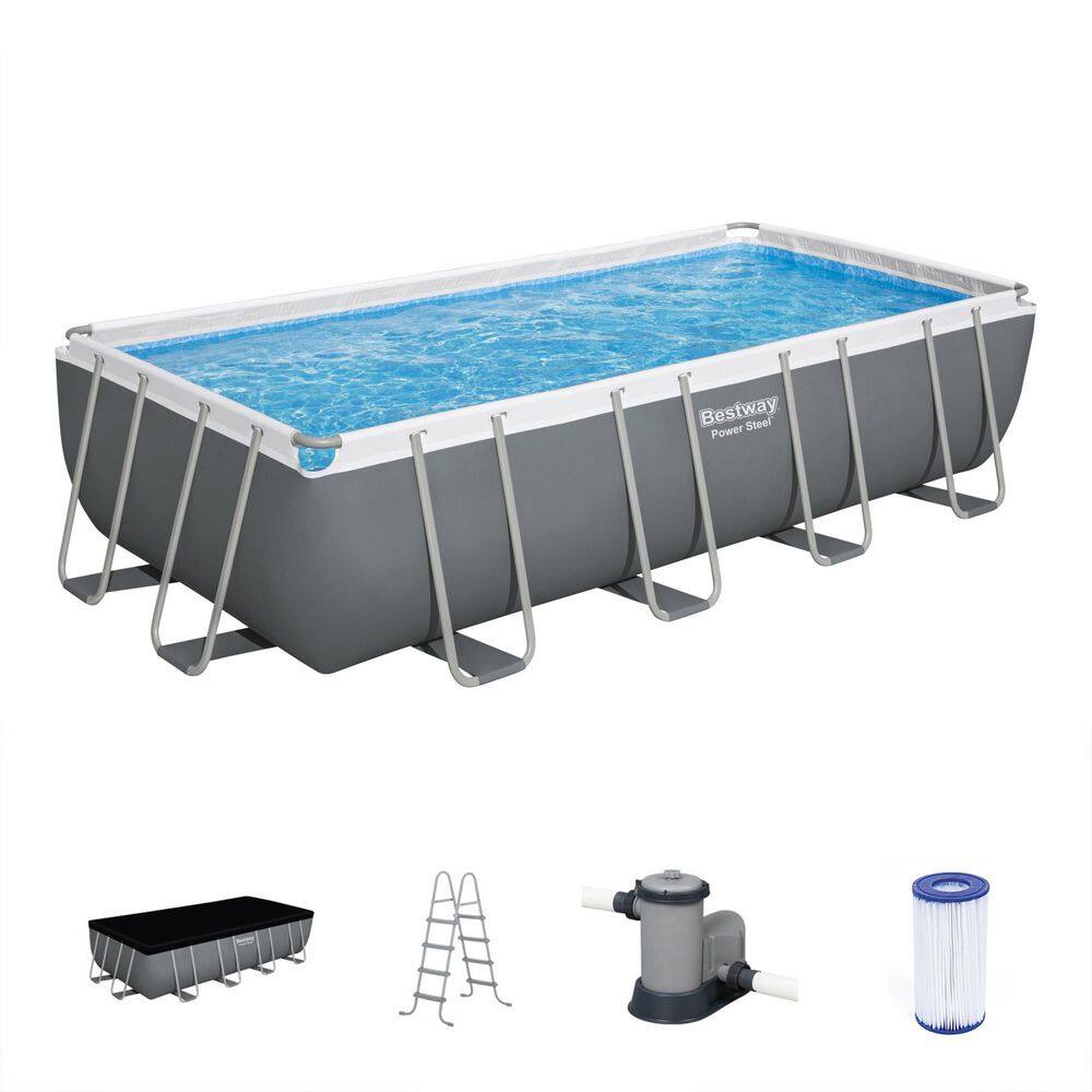 Power Steel 18 ft. x 9 ft. Rectangular 48 in. Deep Metal Frame Round Pool Set price history on PriceWatchPro