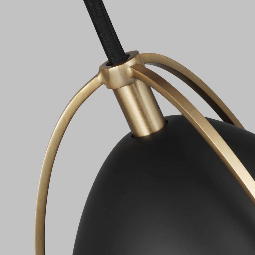 Sean Lavin Satin Brass 1-Light Dimmable Sconce with Midnight Black Steel Shade