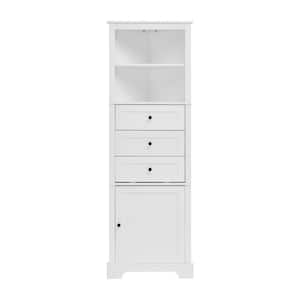 23 in. W x 13 in. D x 68.3 in. H White Triangle Tall Bathroom Storage Linen Cabinet with 3-Drawer and Adjustable Shelves