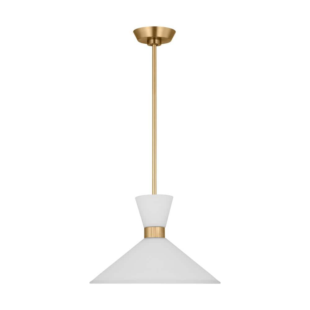 Satin Brass Pendant with Etched White Glass Shade