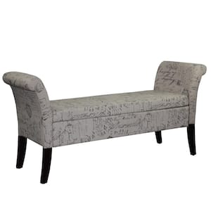 Amelia Black and White 54 in. 100% Polyester Bedroom Bench Upholstered