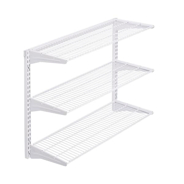 16 in. x 33 in. White Steel Garage Wall Shelving