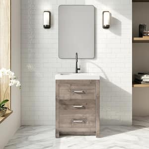 Woodbrook 24 in. W Bath Vanity in White Washed Oak with Cultured Marble Vanity Top in White with White Sink