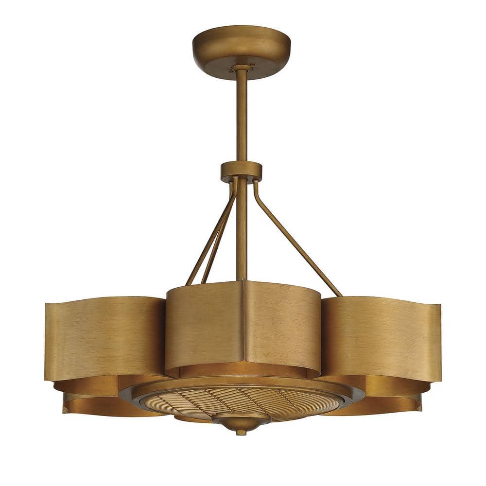 Stockholm Gold Patina 6-Light Chandelier with Concealed Fan