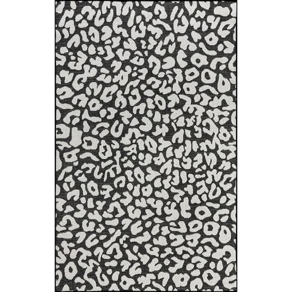 nuLOOM Terenia Leopard Black 8 ft. x 10 ft. Indoor/Outdoor Area Rug ...