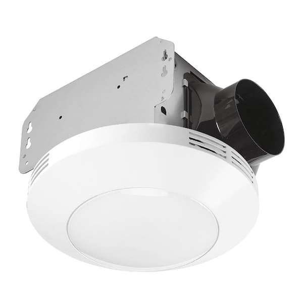 Homewerks 80 Cfm Light Fit Ceiling Mount Bathroom Exhaust Fan With Led 7117 01 Wh - Fitting A Bathroom Ceiling Extractor Fan With Light
