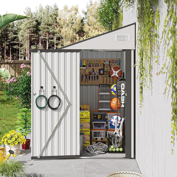 4 ft. W x 8 ft. D White Metal Storage Shed with Vents for Garden and Backyard (25 sq. ft. )