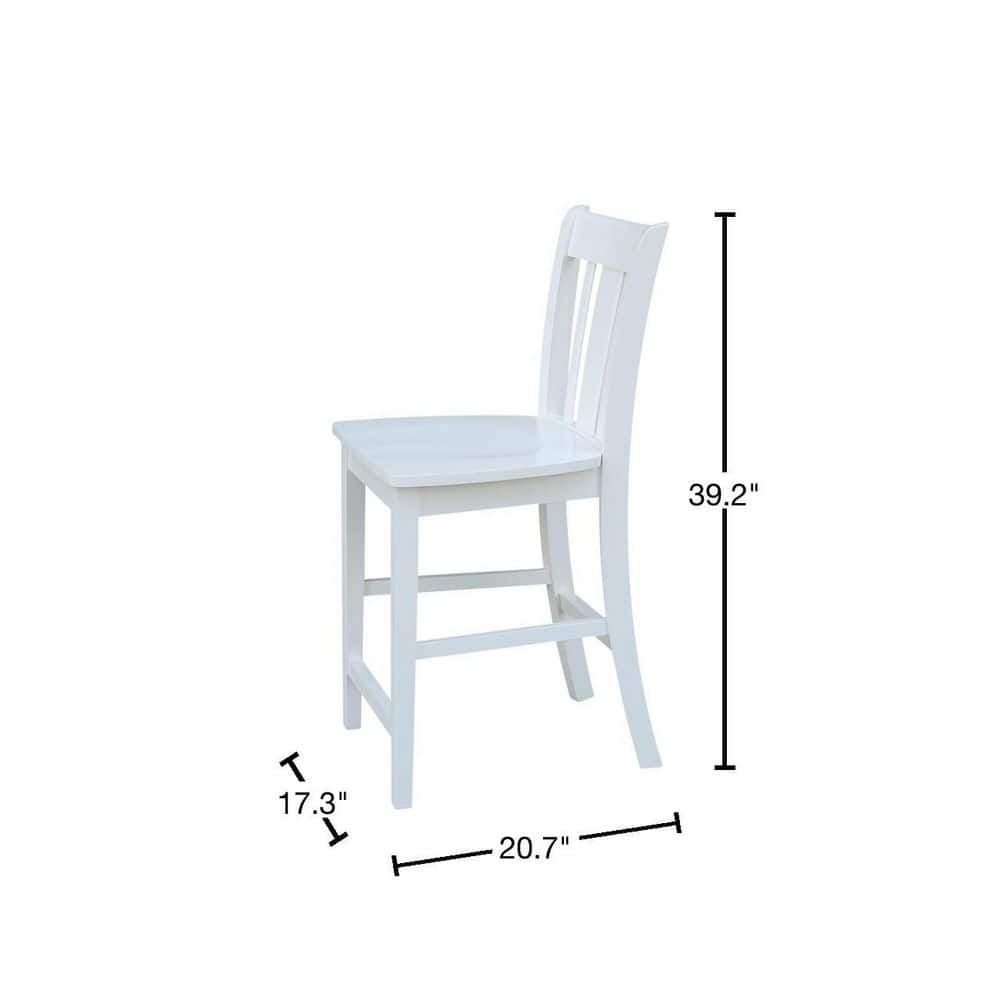 Elegant San Remo 24" White Solid Wood Counter Stool