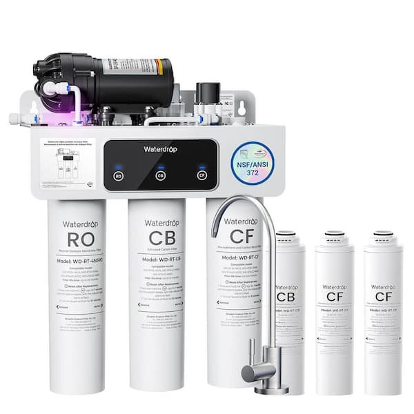 WD-T3-C Reverse Osmosis Water Filtration System 8-Stage 450G Tankless Extra 1-Year Combo Filter (2 CF Plus 1 CB)