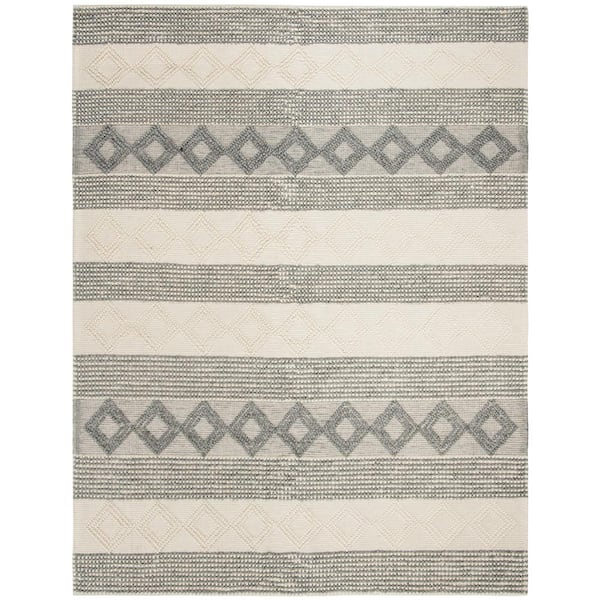 Natura 10 ft. x 14 ft. Gray/Ivory Geometric Striped Area Rug