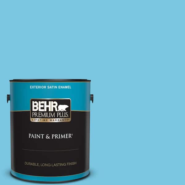 BEHR PREMIUM PLUS 1 gal. #530B-4 Bliss Blue Satin Enamel Exterior Paint & Primer