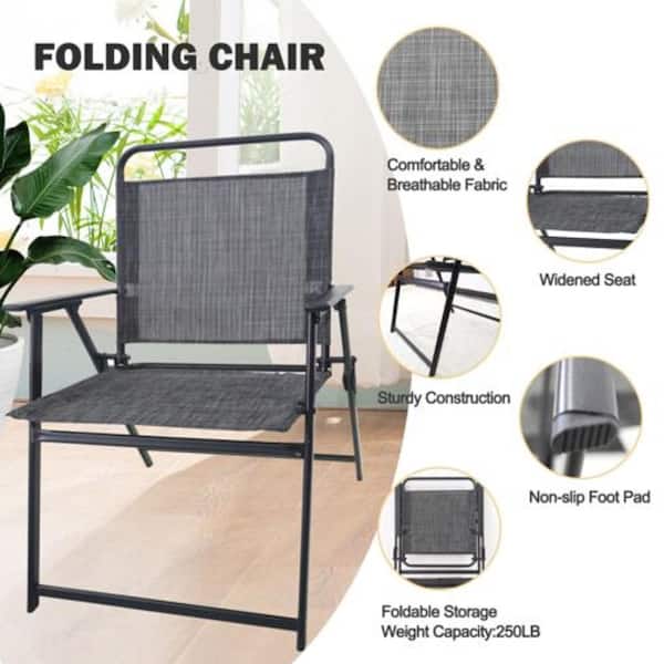 Sudzendf Gray 6-Piece Metal Outdoor Patio Dining Set for 4