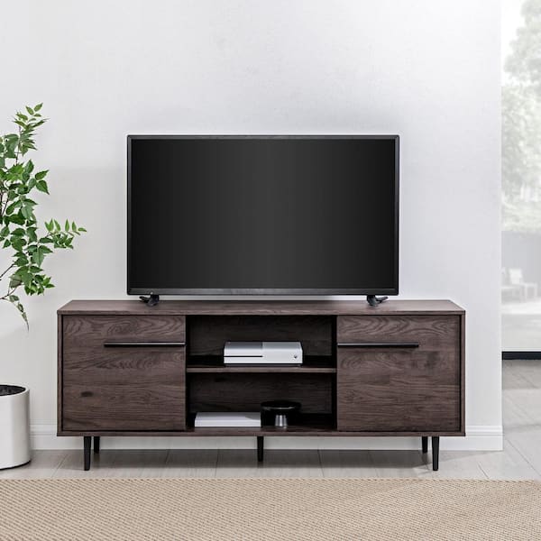 Walker Edison Furniture Company 60 in. Sable Grey Wood Modern TV Stand Fits TVs Up to 65 in. with 2-Doors