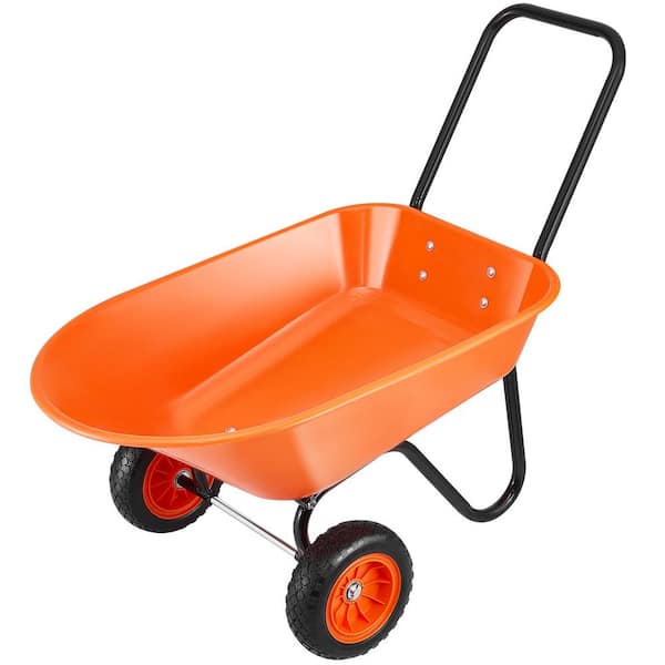 5 cu. ft. Plastic Garden Cart, Load 397 lbs. Capacity, 2-Wheeled Garden Dump Cart with 10 in. Wide Track Wheels