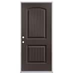 36 in. x 80 in. Cheyenne 2-Panel Right-Hand Inswing Painted Smooth Fiberglass Prehung Front Exterior Door No Brickmold