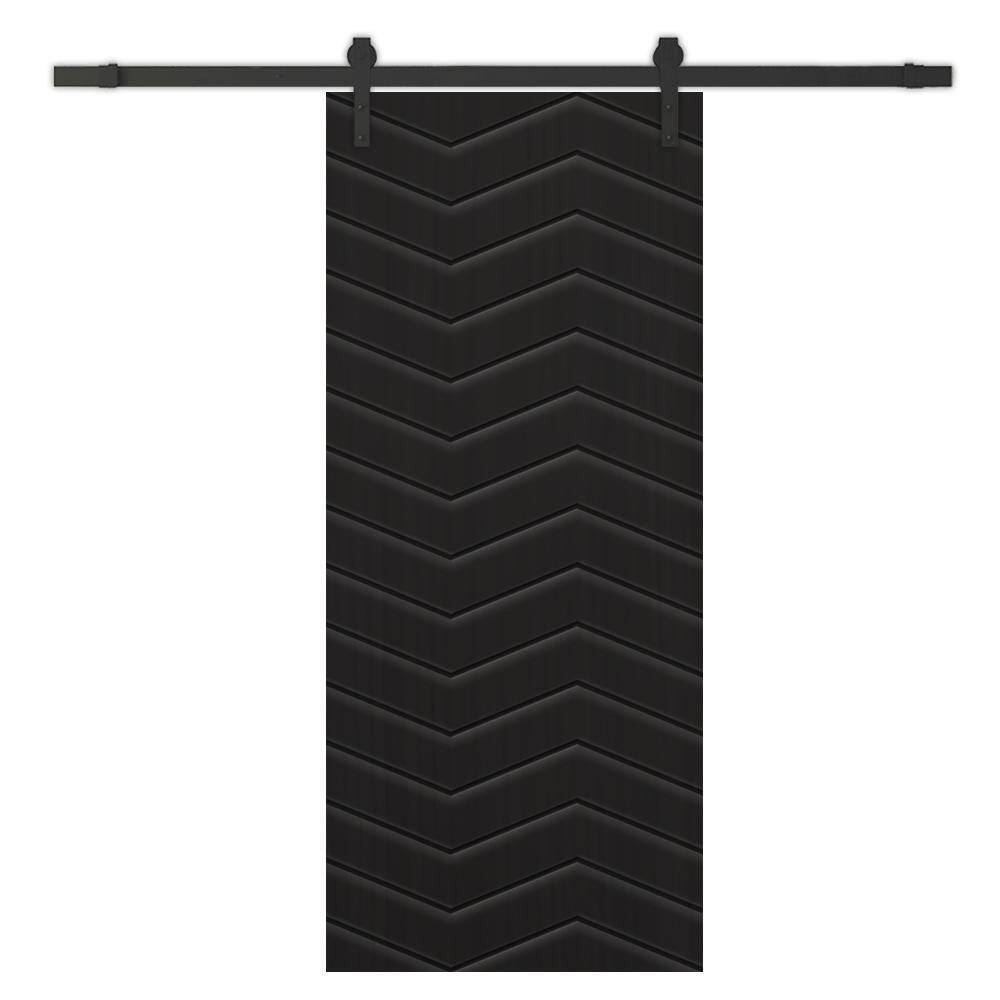 36 in. x 84 in. Black Painted Composite MDF Paneled Interior Sliding Barn Door with Hardware Kit price history on PriceWatchPro