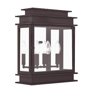 Stickland 15.25 in. 3-Light Bronze Outdoor Hardwired Wall Lantern Sconce with No Bulbs Included