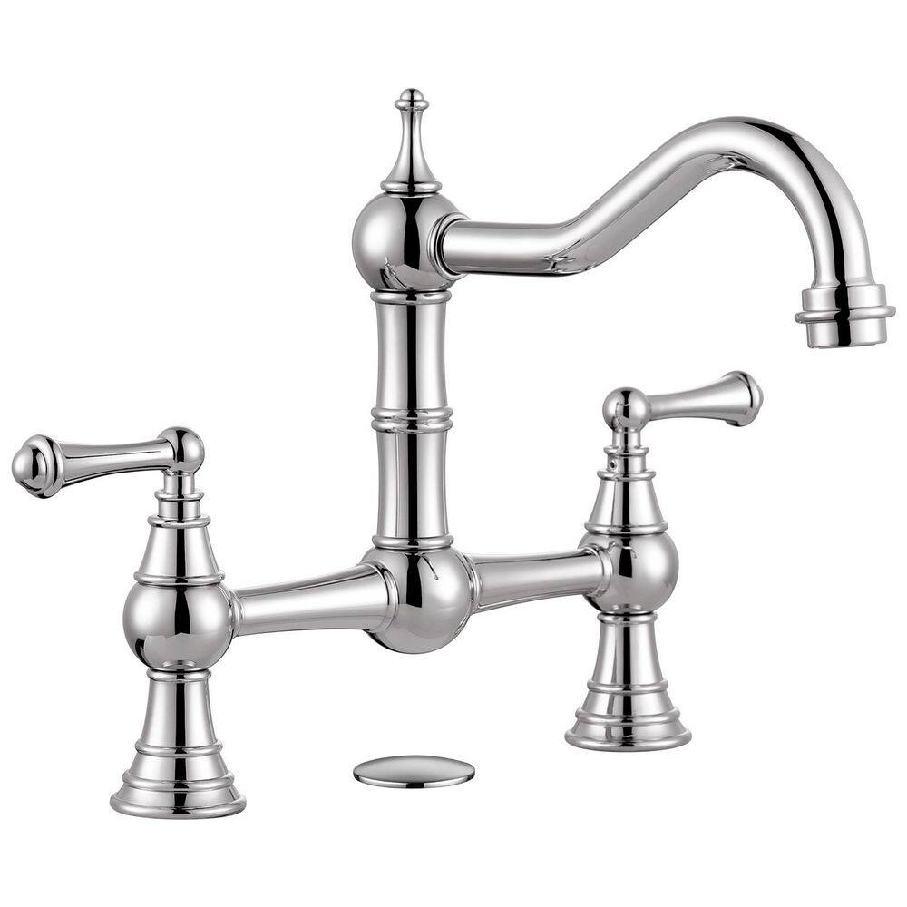 Double Handle Solid Brass Bridge Kitchen Faucet in Polished Chrome price history on PriceWatchPro
