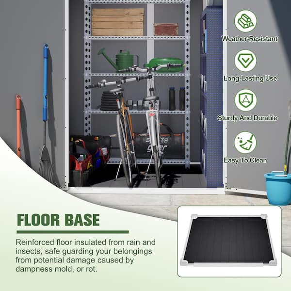 Yokayoay 6 ft. x 6 ft. Outdoor Resin Storage Shed with Floor Base