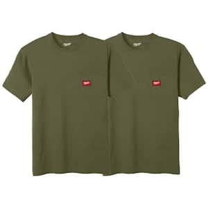 Milwaukee Men's Large Green GRIDIRON Cotton/Polyester Short-Sleeve