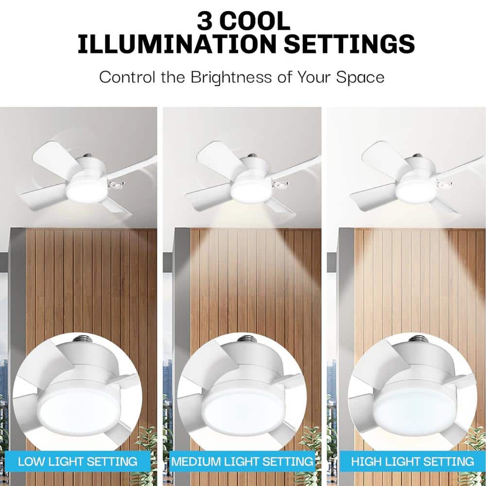 15.7 in. Indoor White Ceiling Fan with Remote, LED Light, Socket