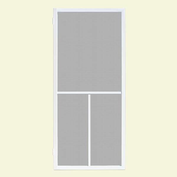 Unique Home Designs 30 in. x 80 in. Ventura White Outswing Metal Hinged Screen Door