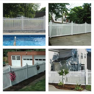 Richmond 4 ft. H x 8 ft. W White Vinyl Picket Fence Panel Kit