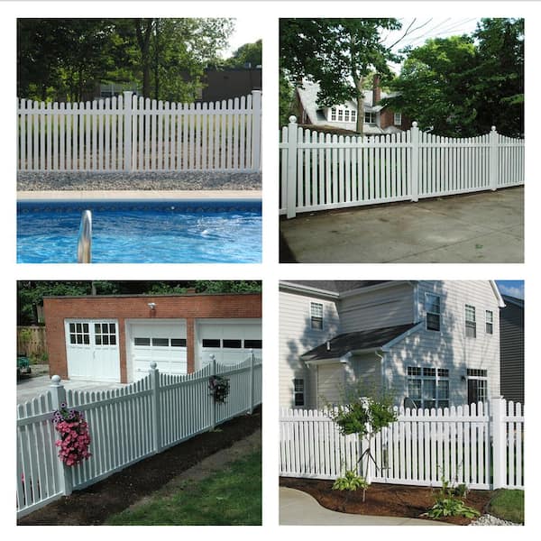 Richmond 4 ft. H x 8 ft. W White Vinyl Picket Fence Panel Kit