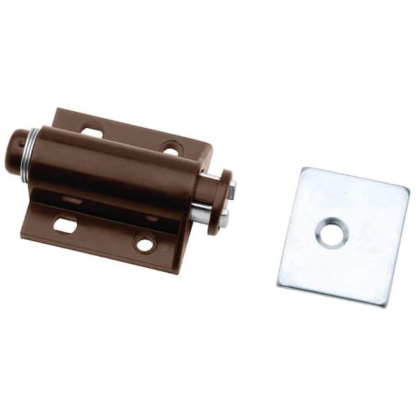 Liberty 2 in. Brown Single Magnetic Touch Spring-Loaded Catch with Strike Plate