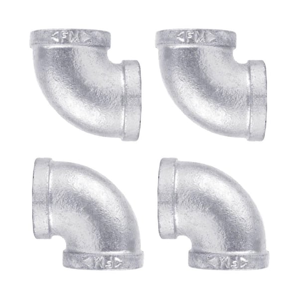 PIPE DECOR 1 in. Galvanized Iron 90 Degree Elbow Fitting (4-Pack)