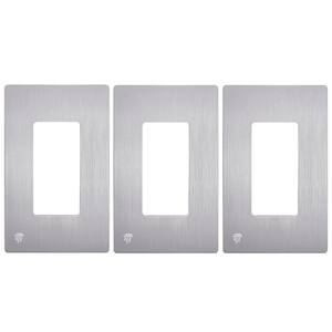 Elite Series 1-Gang 4.68 in. H x 2.93 in. L, Screwless Decorator Wall Plate in Brushed Silver (3-Pack)