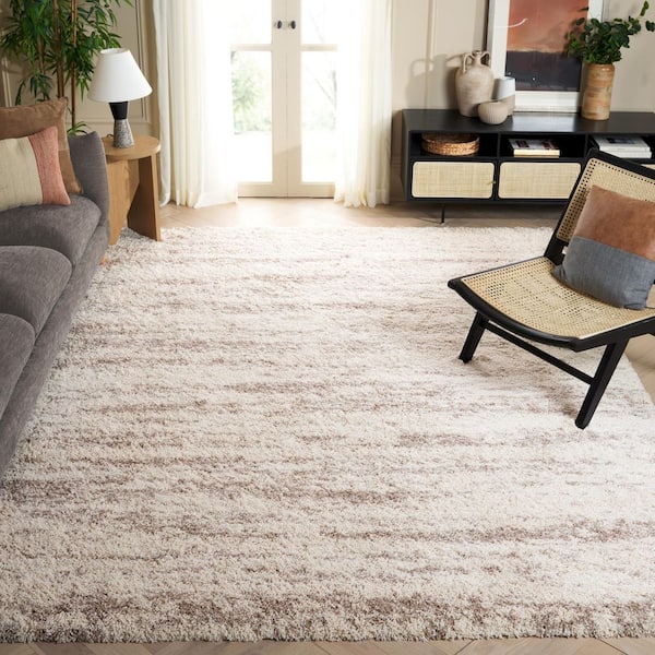 Hudson Shag Ivory/Beige 8 ft. x 10 Marble Area Rug