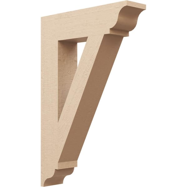 Ekena Millwork 5.5 in. x 36 in. x 24 in. Traditional Traditional Rough Cedar Woodgrain Timberthane Polyurethane Bracket, Primed Tan
