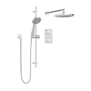 Belanger 1-Spray Round Hand Shower and Showerhead from Wall Combo Kit with Slide Bar and Valve in Polished Chrome