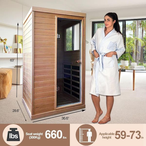 Spygo Moray 1-Person Indoor Hemlock Infrared Sauna with 6 Far