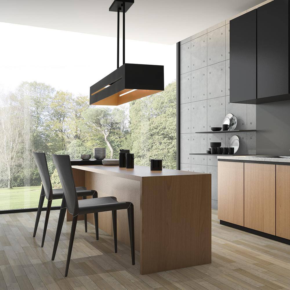 Soma Textured Black and Brushed Nickel 4-Light Linear Chandelier