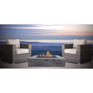 3 Piece Seating Group With Olefin Grey Cushions and Firepit