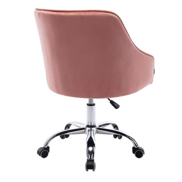 Pink velvet chair online on wheels