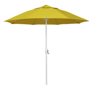 9 ft. Matted White Aluminum Market Patio Umbrella Fiberglass Ribs and Auto Tilt in Yellow Pacifica