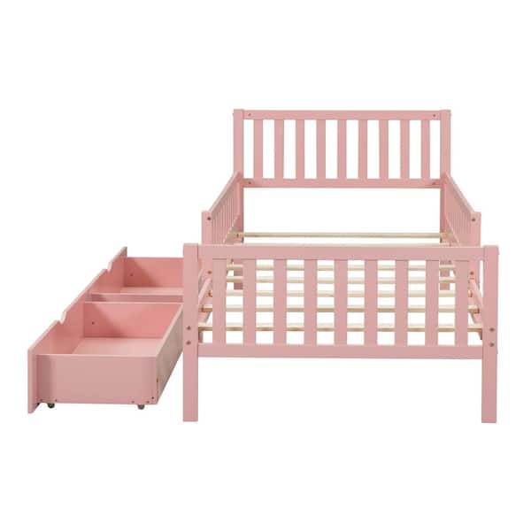 Harper & Bright Designs Pink Wood Frame Twin Size Platform