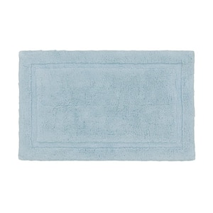 Lydia Border Clear Light Blue 27 in. x 45 in. Cotton Plush Bath Mat