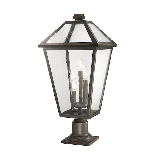 Unbranded Talbot 25 .75 in. 3-Light Bronze Metal Hardwired Outdoor Weather Resistant Pier Mount Light with No Bulb in.cluded