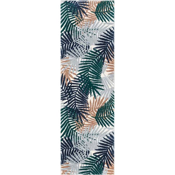 Well Woven Leona Sonoran Botanical Abstract Leaves Green 2 ft. 3 in. x 7 ft. 3 in. Runner Area Rug