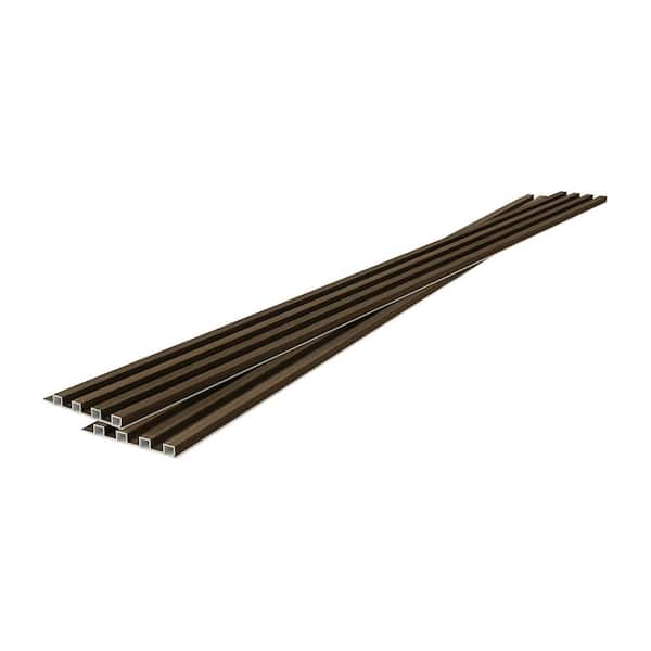 HOMEIBRO 8 Pack 0.67 in. x 0.67 ft. x 8 ft. Acoustic Wood Slat Wall Panels Smoking Walnut Decorative Wall Paneling