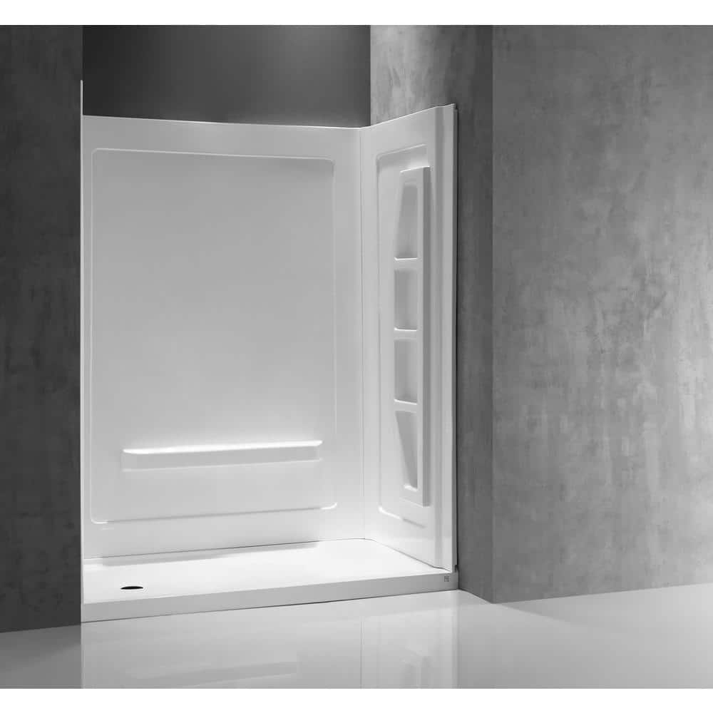 Rose 60'' White Acrylic 3-Piece Shower Surround