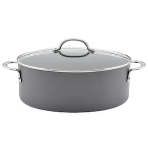 8 qt. Gray Professional Aluminum Nonstick Stock Pot with Lid