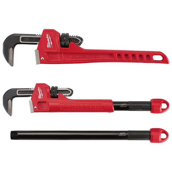 Milwaukee 14 in. Steel Pipe and Cheater Pipe Wrench Set (2-Piece)