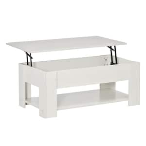Lift Top 39 in. White Rectangle Wood Coffee Table with Storage
